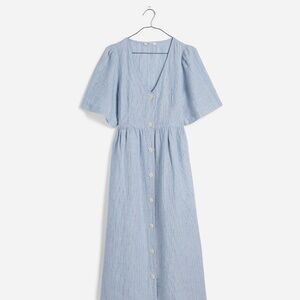 Cassie Button-Front Midi Dress in Linen - Madewell
